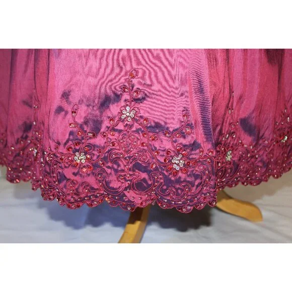 Dollar Fashion #6031 Layered Taffeta and Lace Prom Gown - Size S- PLUM-NEW - Picture 7 of 8